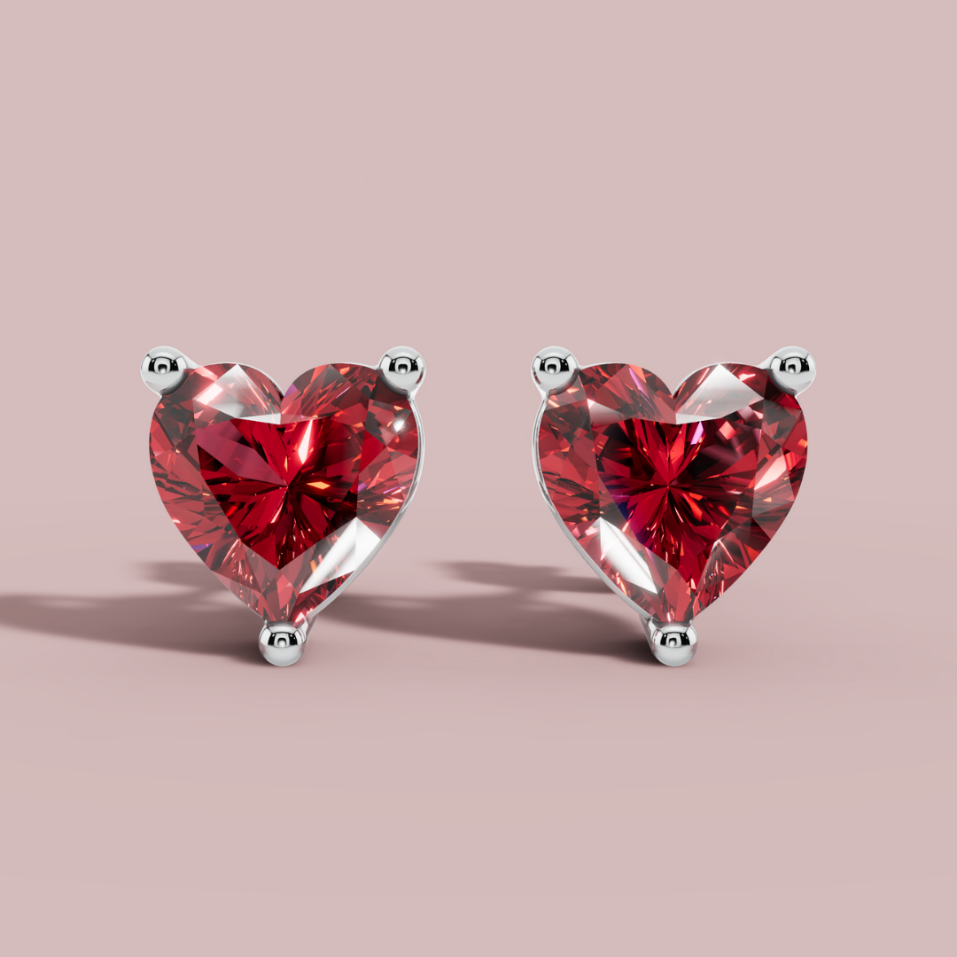 Scarlet Heart Stud Earrings