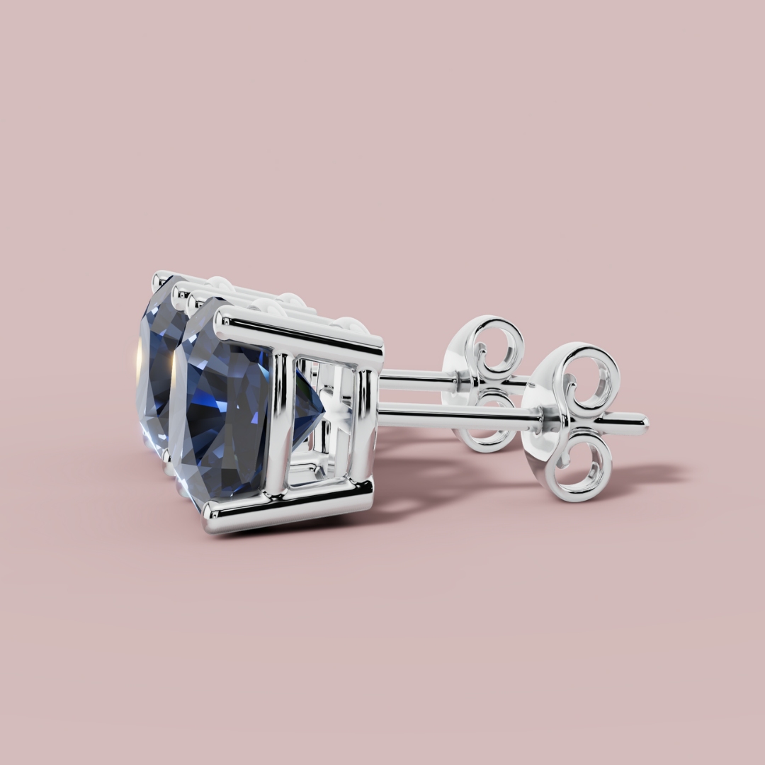Amethian Cushion Sea Stud Earrings