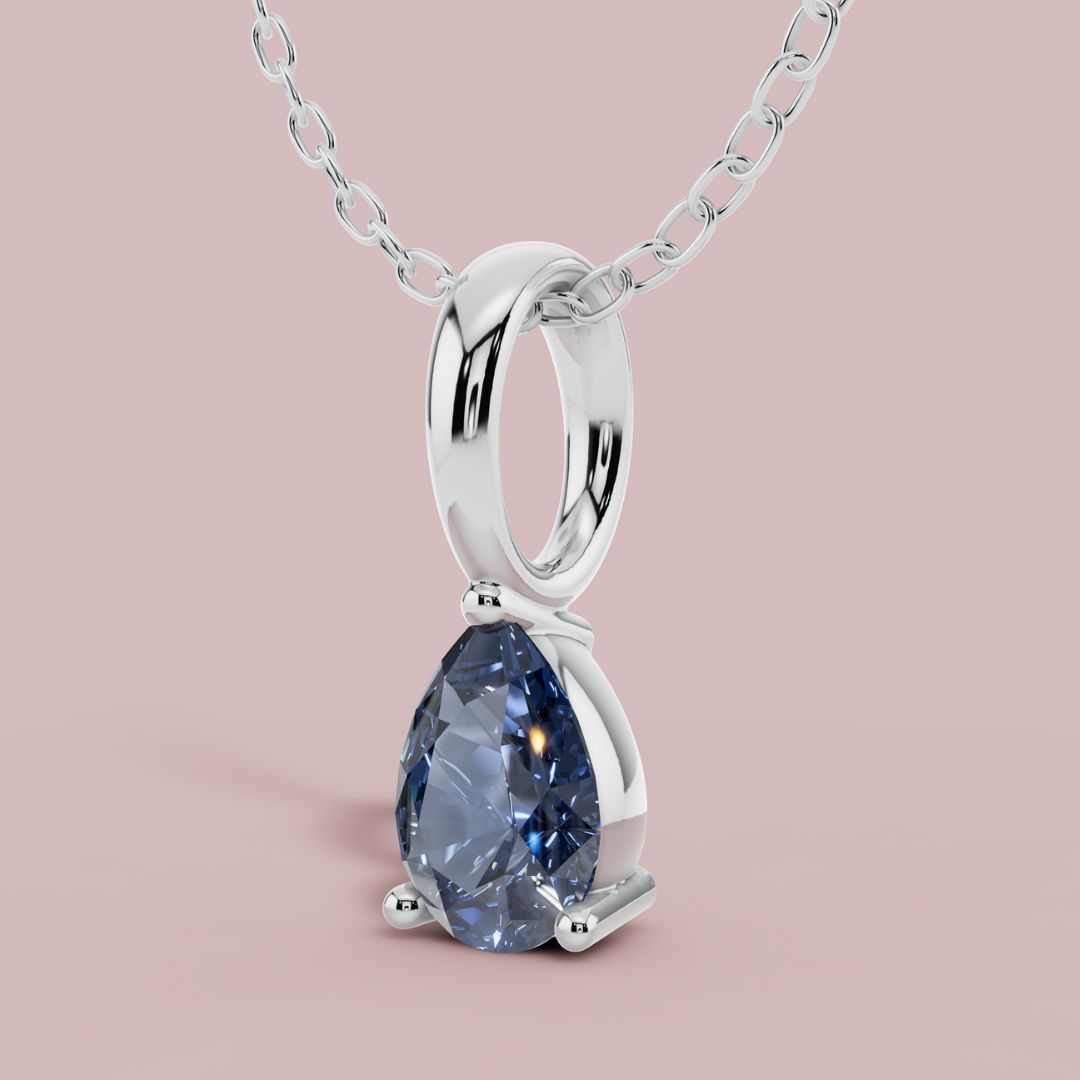 Blue Teardrop Solitaire Necklace