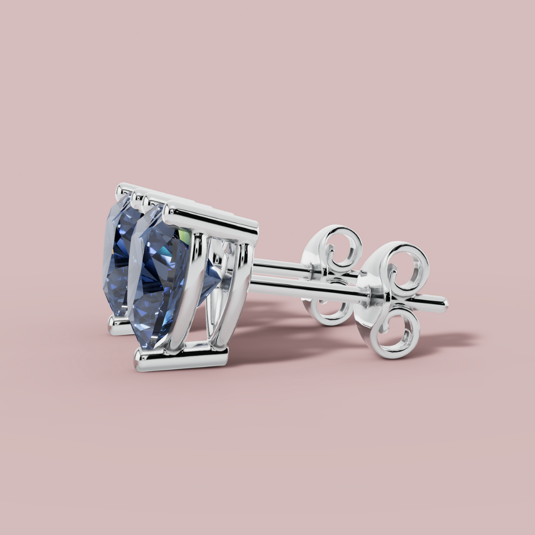 Azure Heart Stud Earrings