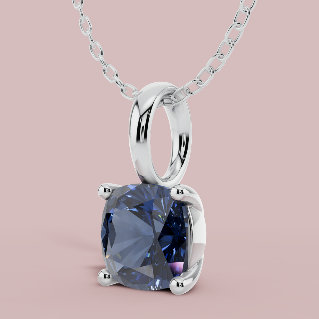 Sevana Blue Cushion Solitaire Necklace