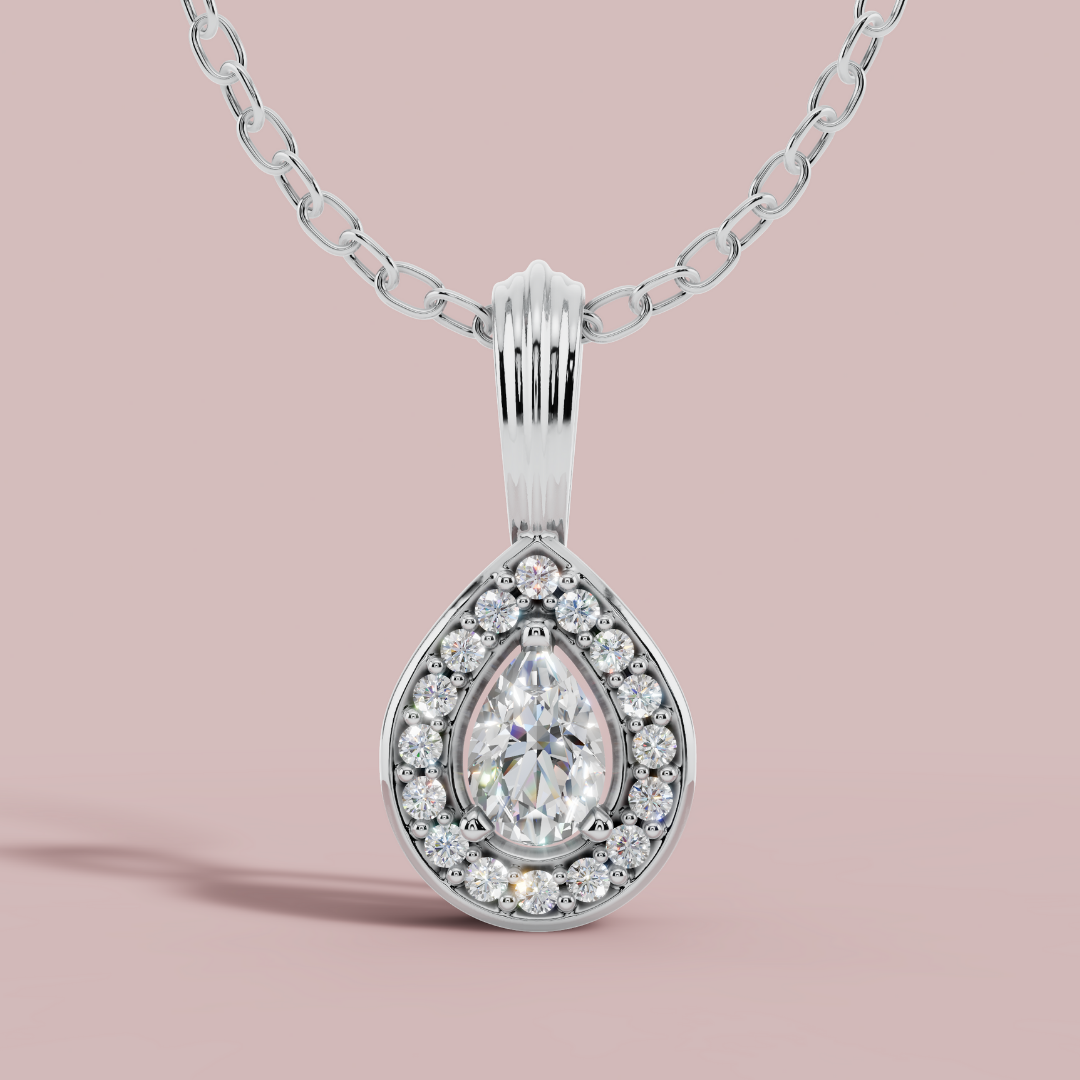 Halo Classic Pear Drop Necklace