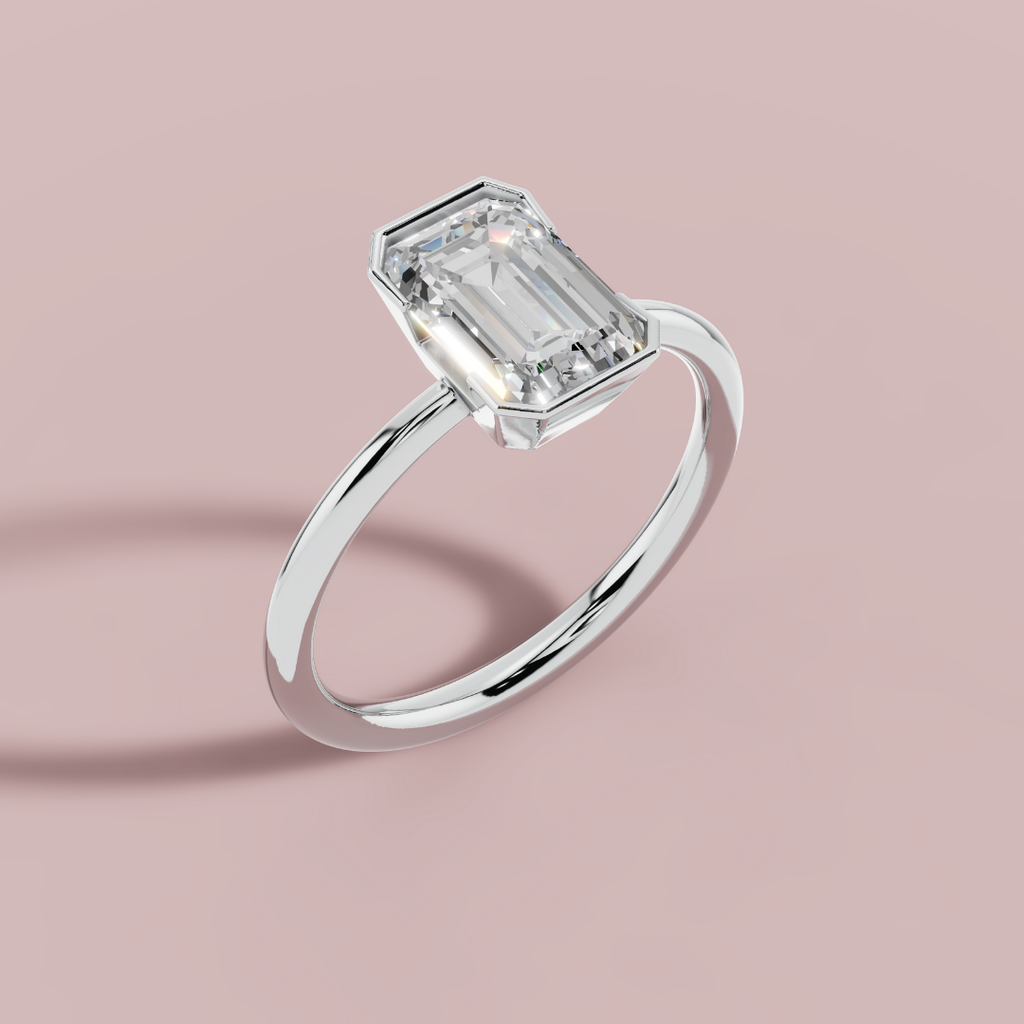 Half Bezel Radiant Solitaire Ring