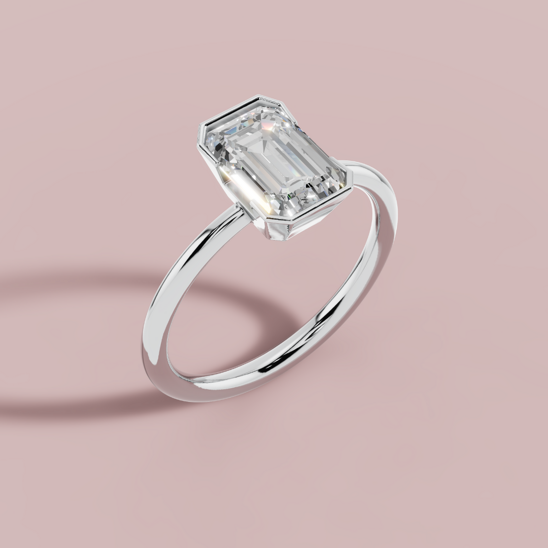 Half Bezel Radiant Solitaire Ring