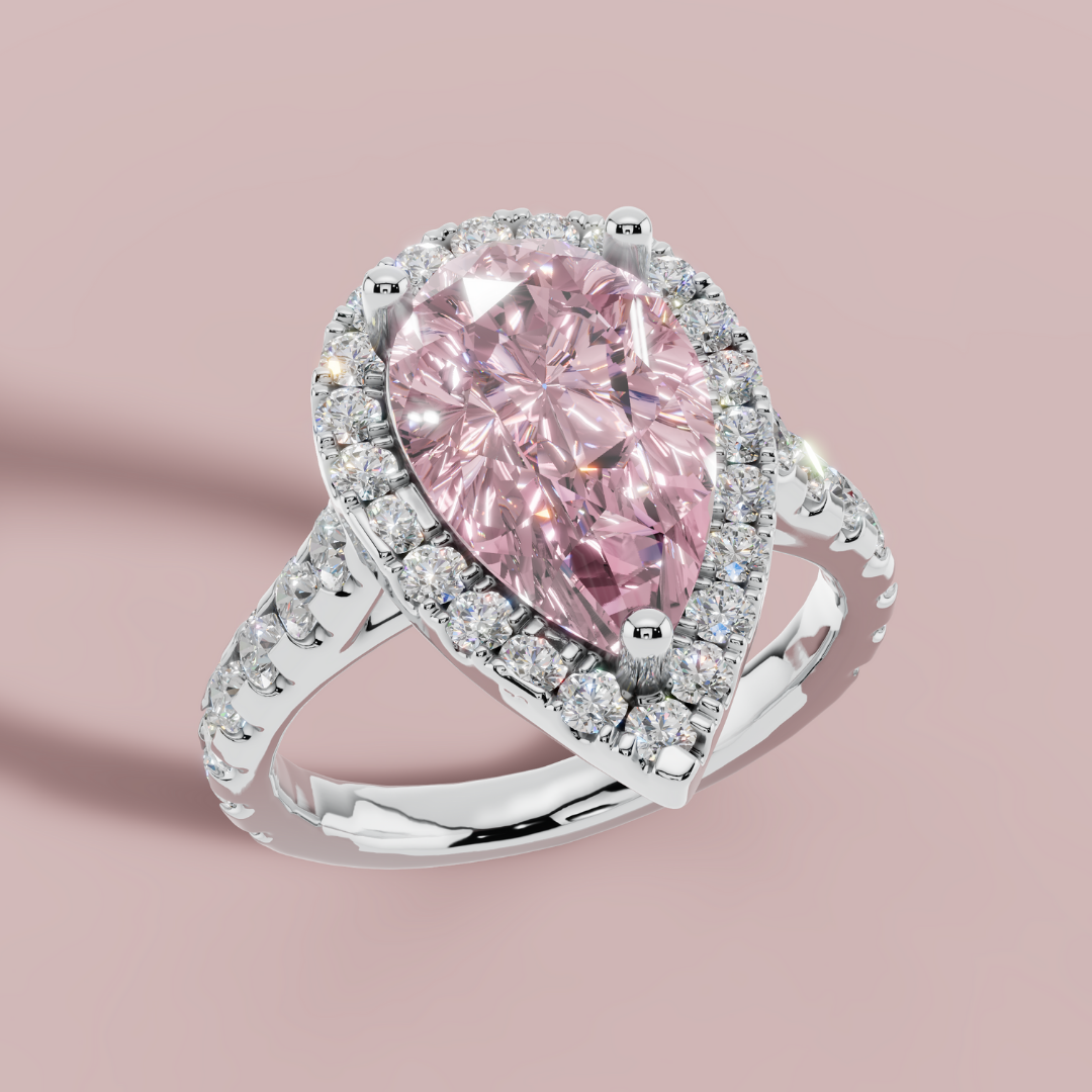 Signature Pink Pear 925 Pure Silver Royal Ring My Store