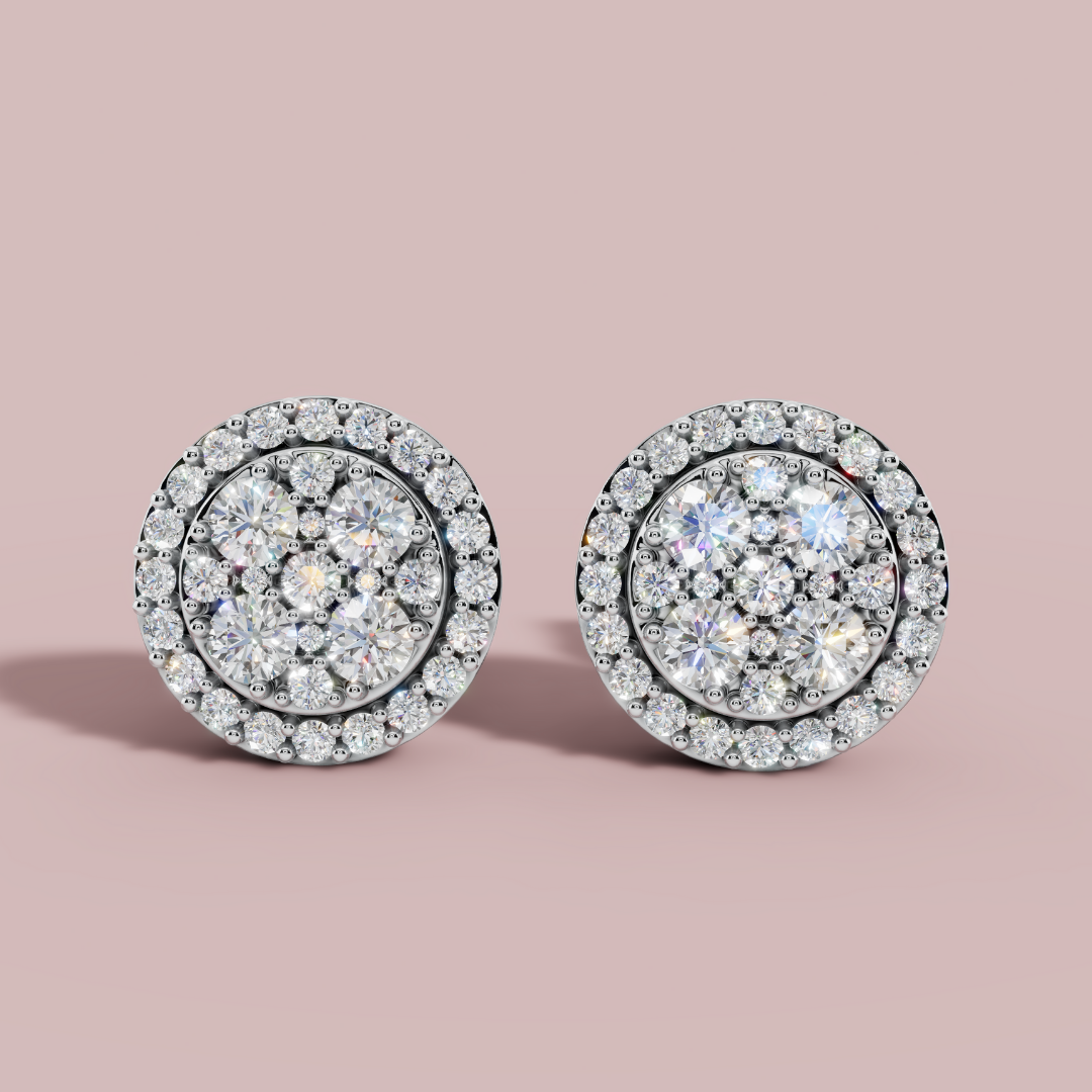 Halo Round Stud Earrings
