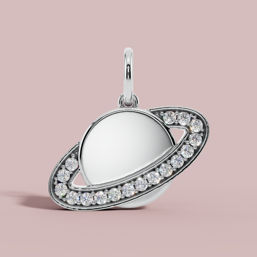 The Planet Saturn Charm Necklace