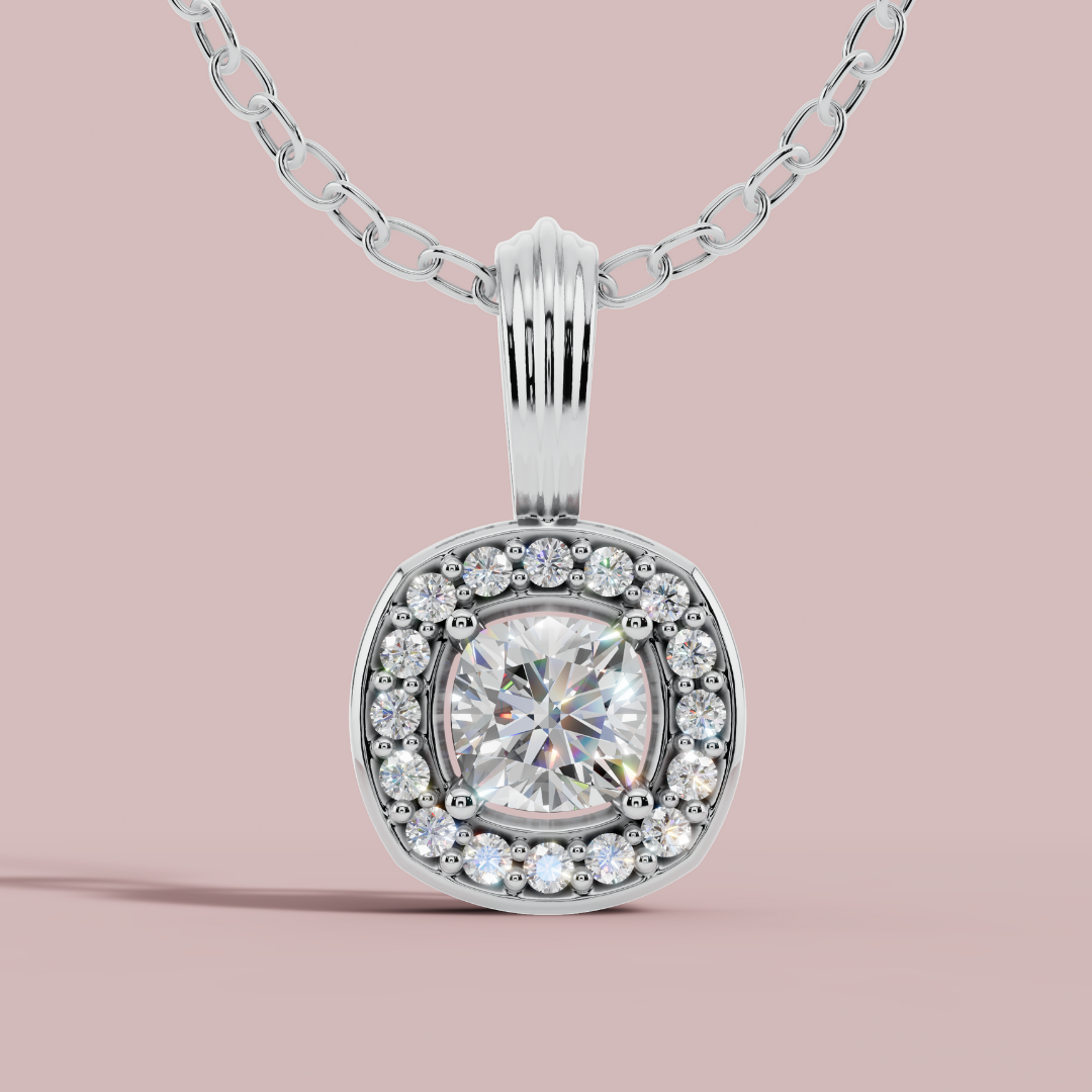 Halo Classic Cushion Necklace
