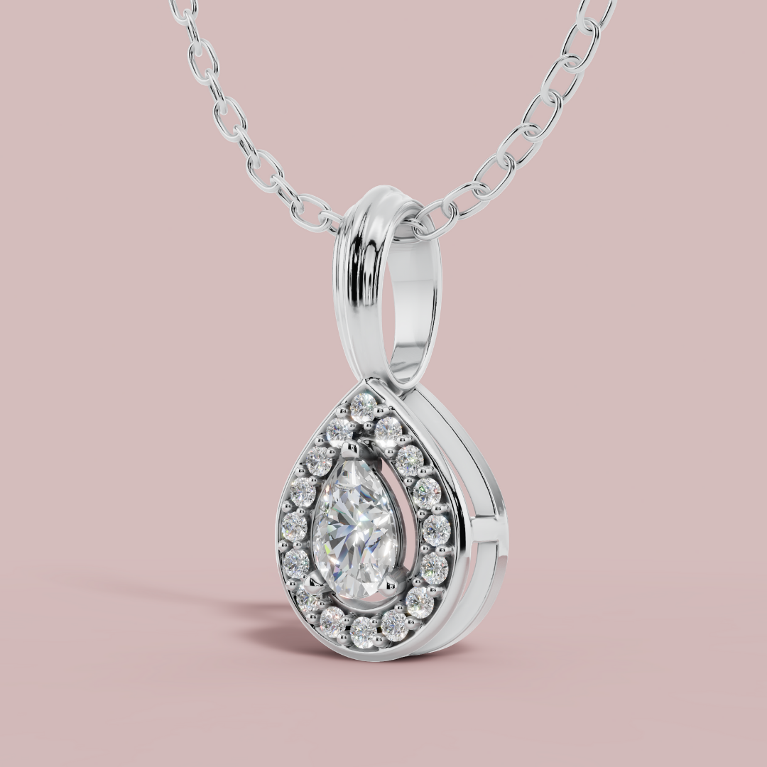 Halo Classic Pear Drop Necklace