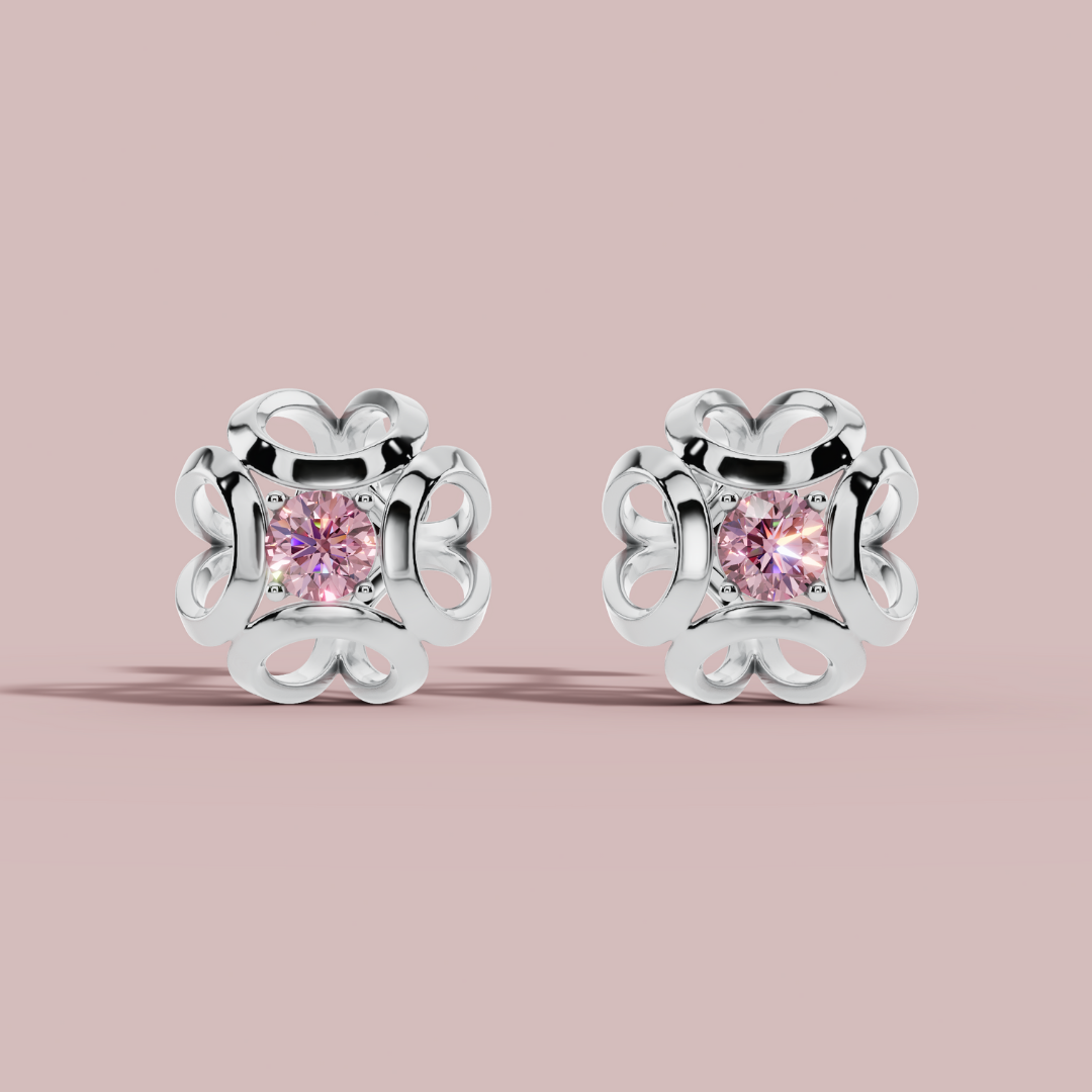 Celestial Pink 925 Pure Silver Stud Earrings My Store