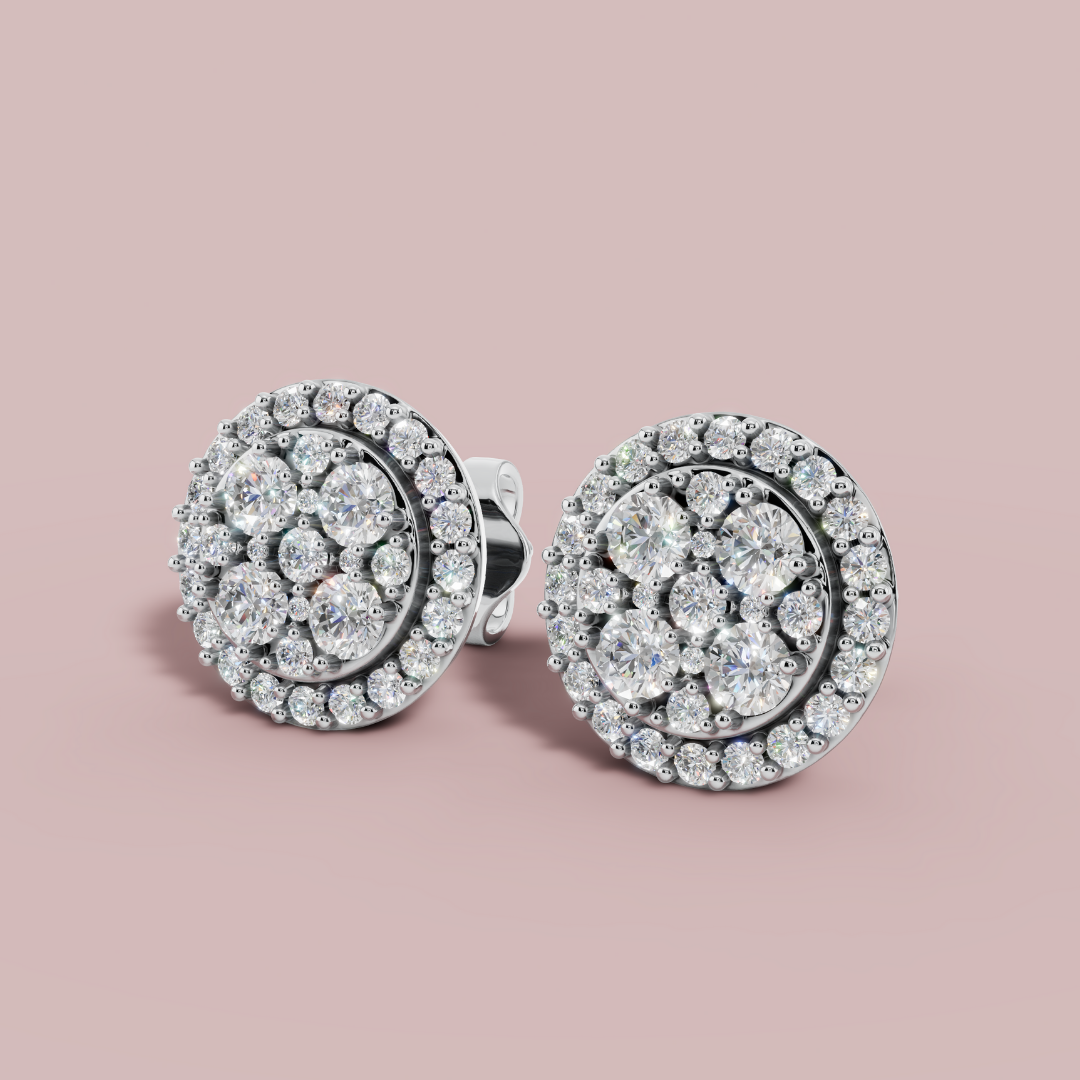 Halo Round Stud Earrings