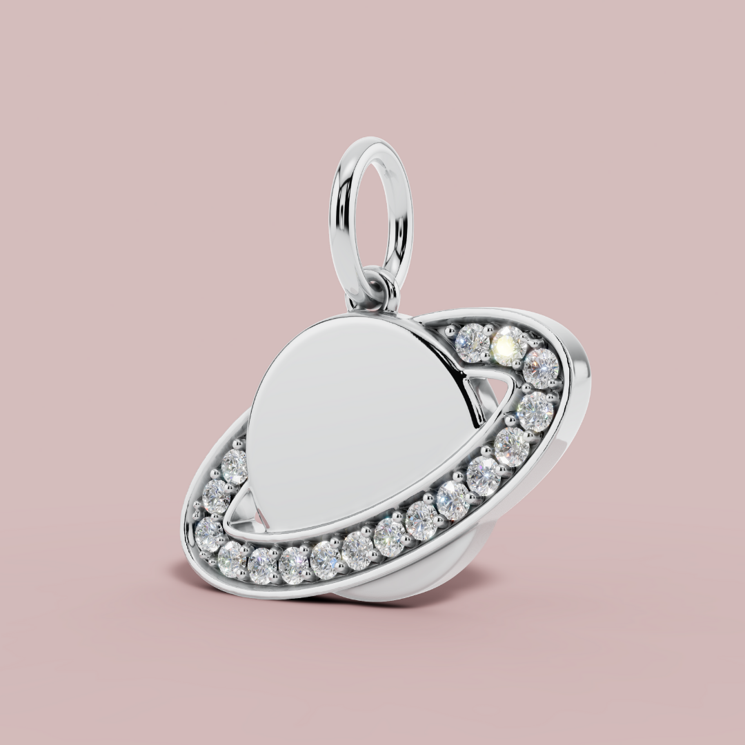 The Planet Saturn Charm Necklace