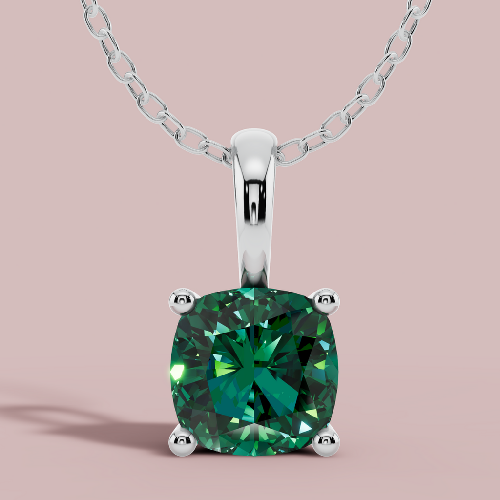 Sevana Green Cushion Solitaire Necklace