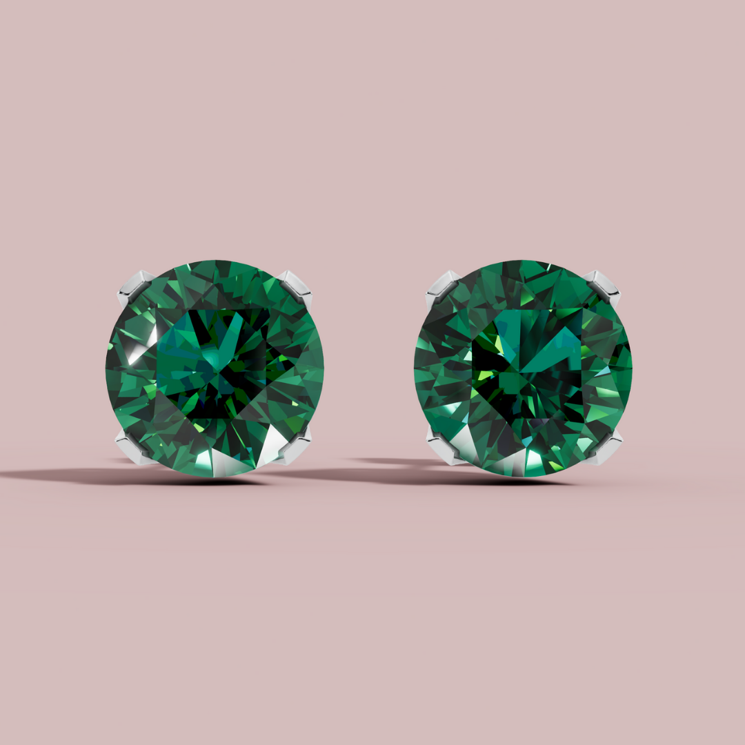 Classic Round Forest Stud Earrings
