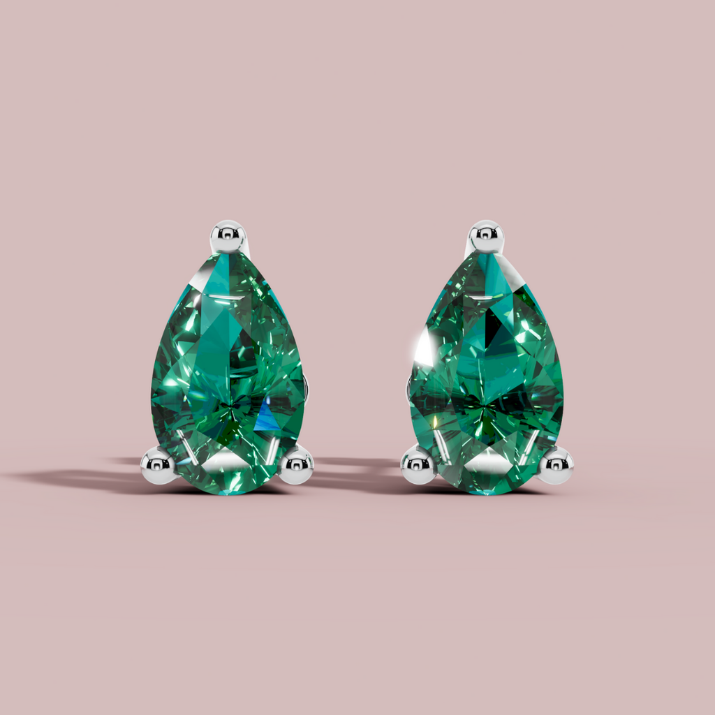 Green Hue Pear Stud Earrings