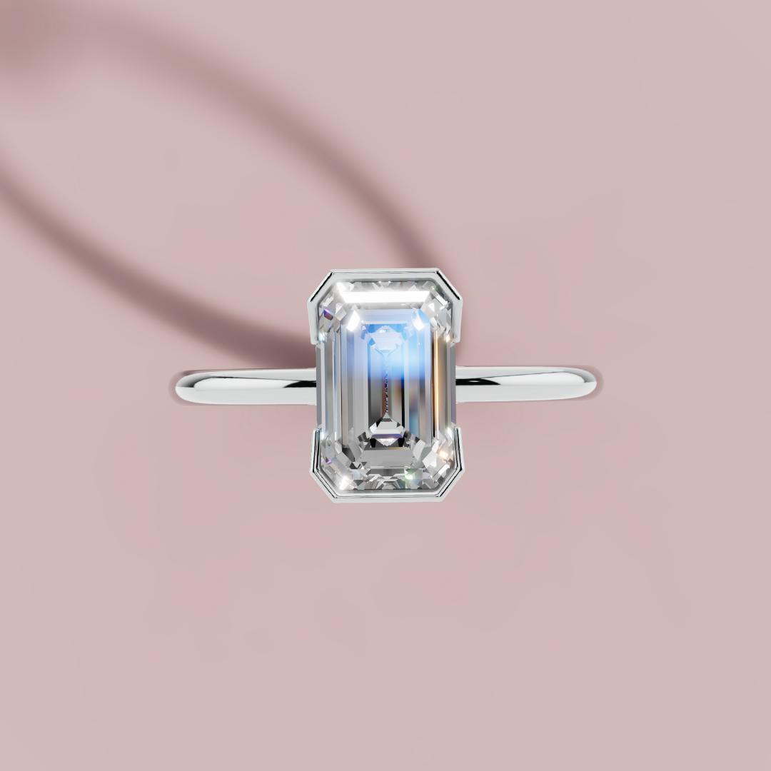 Half Bezel Radiant Solitaire Ring
