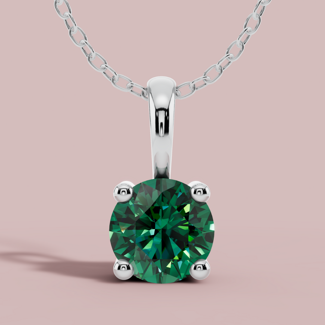 Green Signature Round Solitaire Necklace