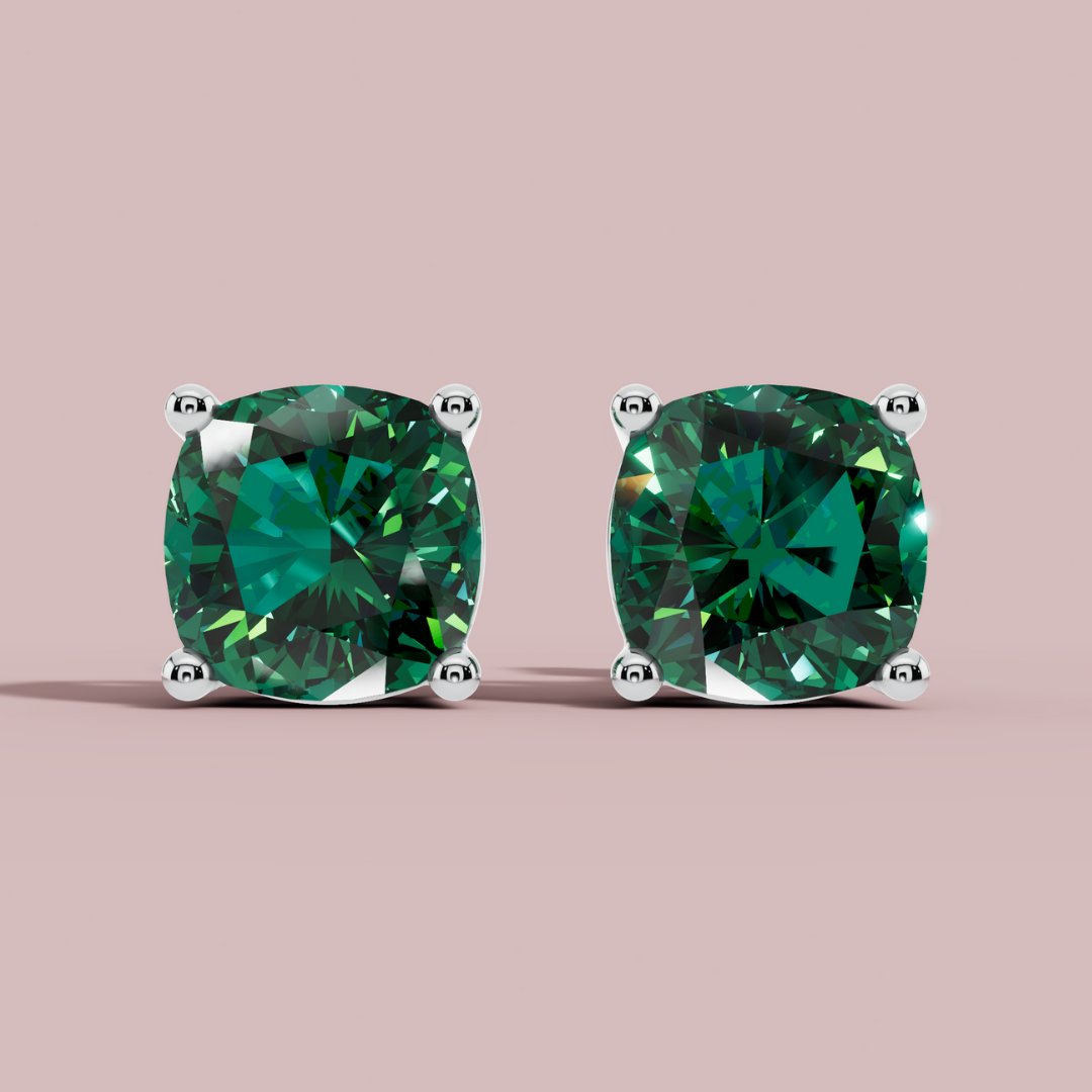 Amethian Cushion Forest Stud Earrings