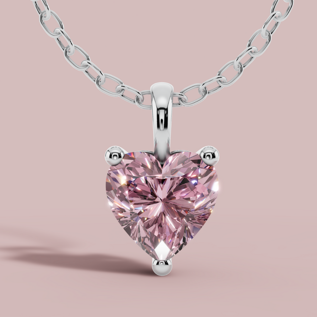 Signature Pink Heart Solitaire Necklace