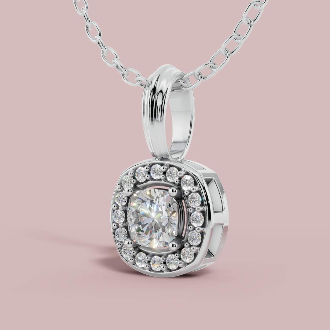 Halo Classic Cushion Necklace