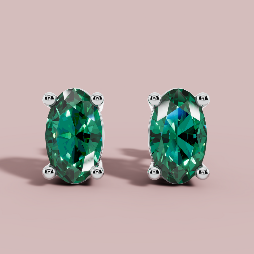 Elante Oval Forest Stud Earrings