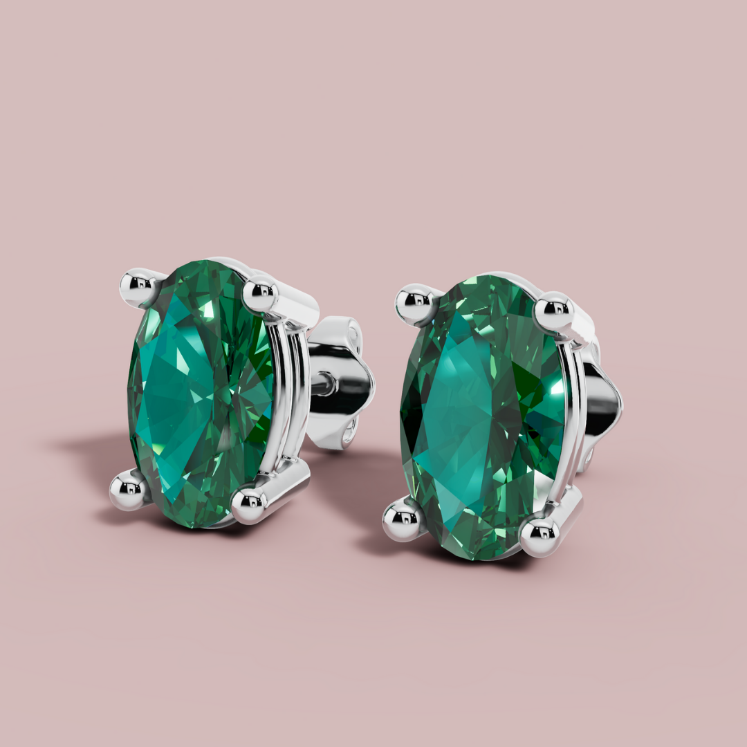 Elante Oval Forest Stud Earrings