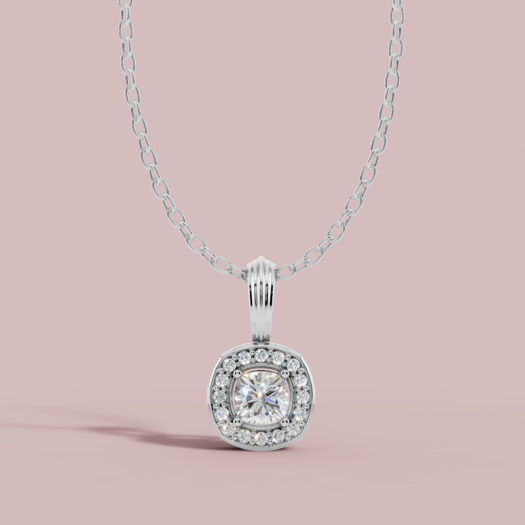 Halo Classic Cushion Necklace