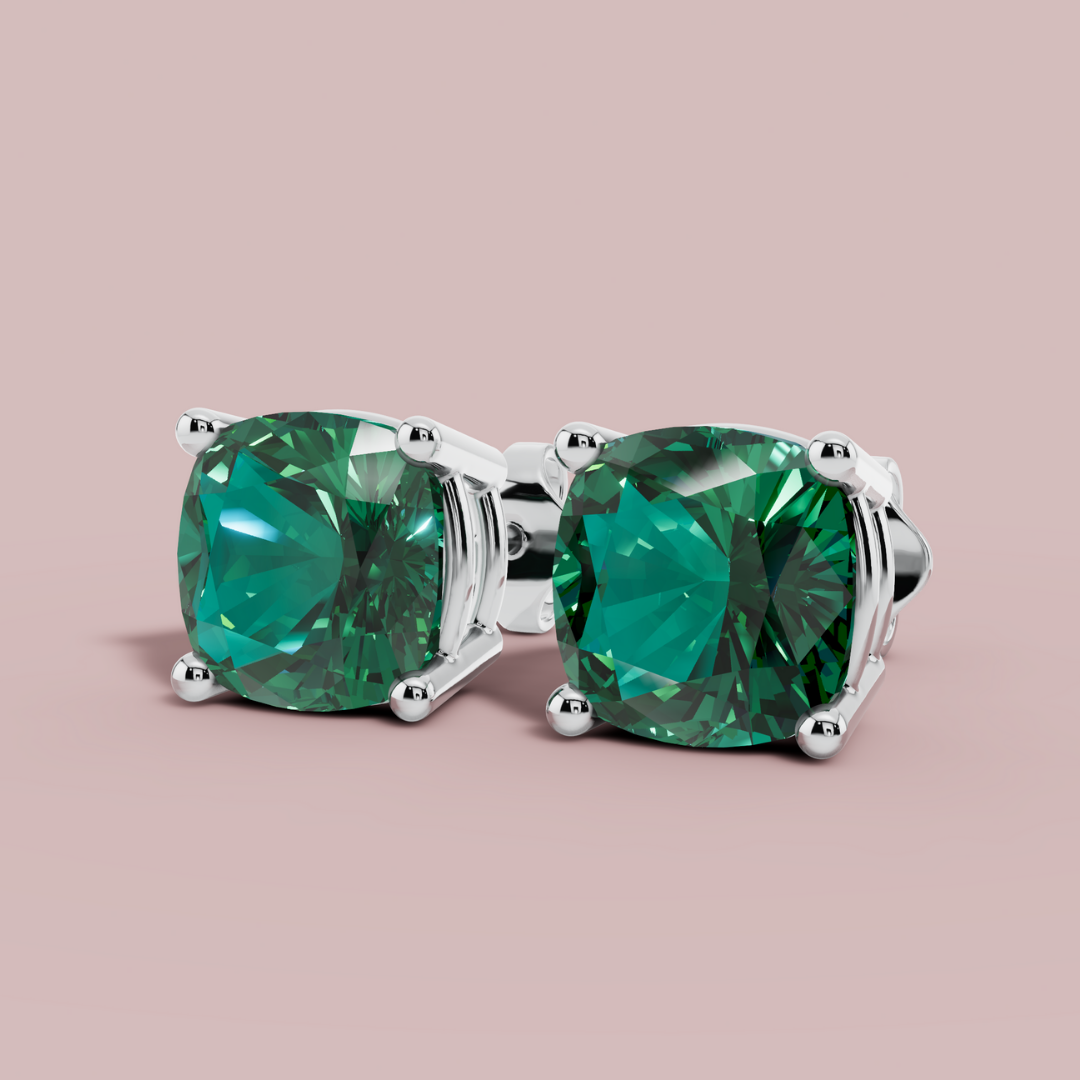 Amethian Cushion Forest Stud Earrings