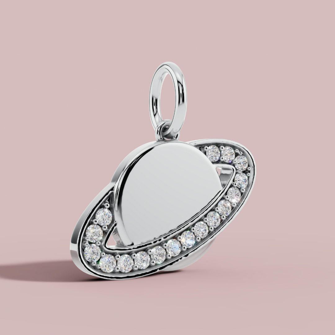 The Planet Saturn Charm Necklace