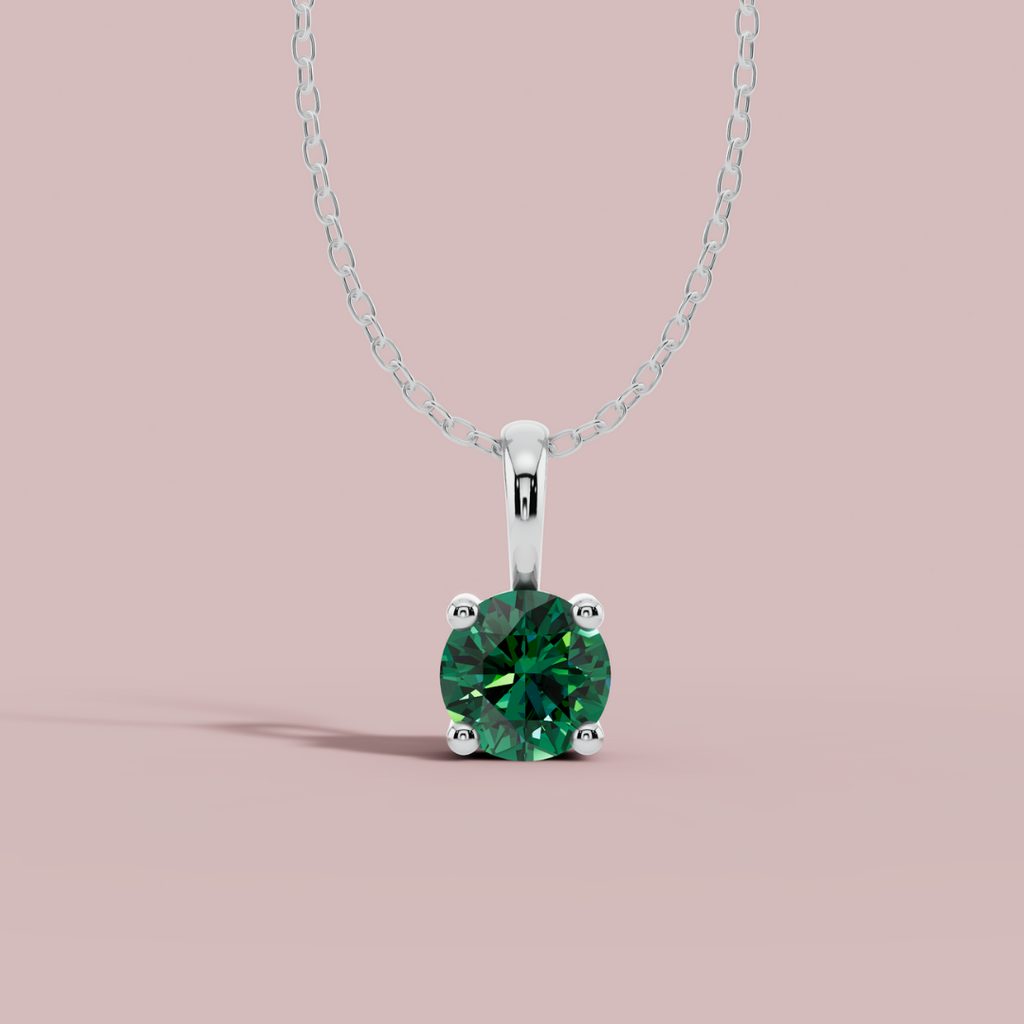 Green Signature Round Solitaire Necklace