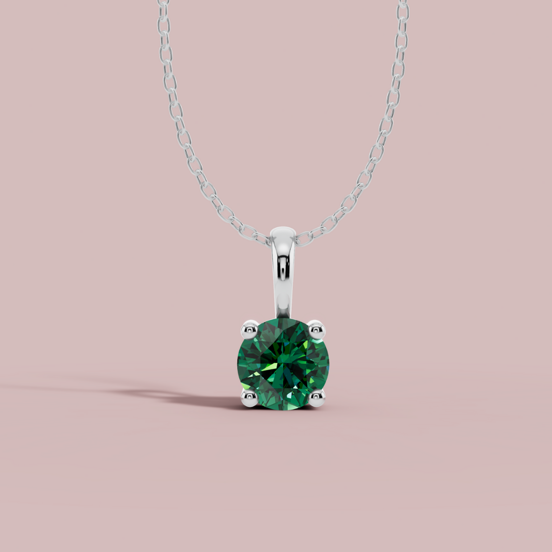 Green Signature Round Solitaire Necklace