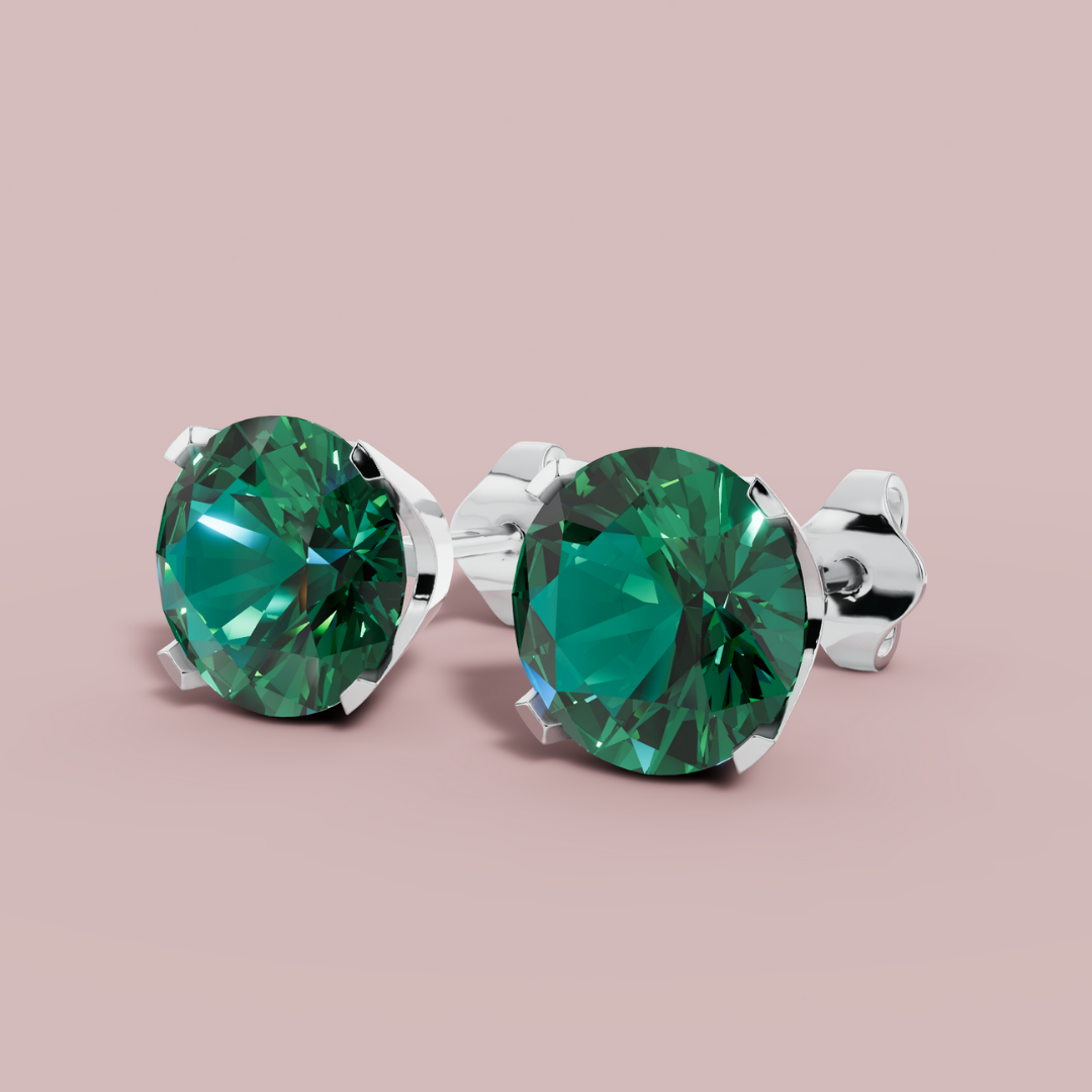 Classic Round Forest Stud Earrings