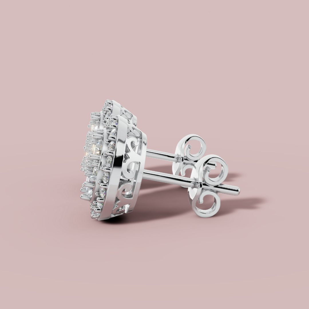Halo Round Stud Earrings