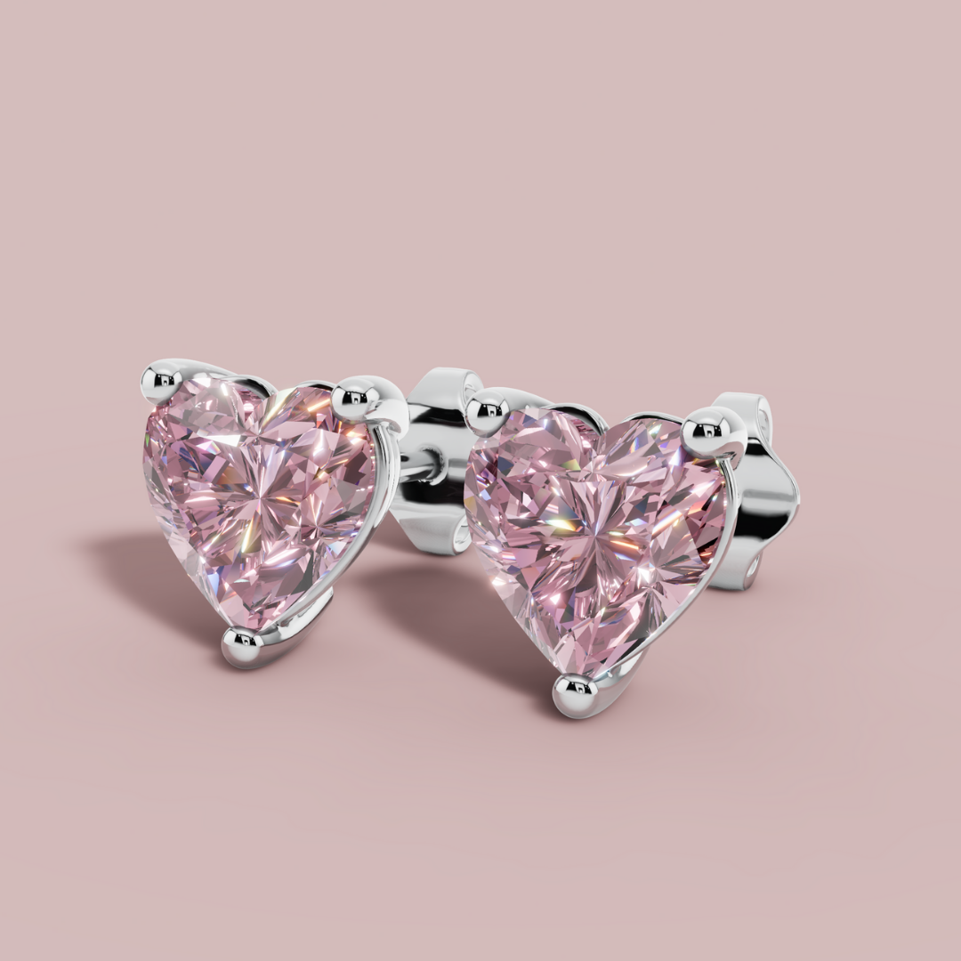 Signature Pink Heart Stud Earrings