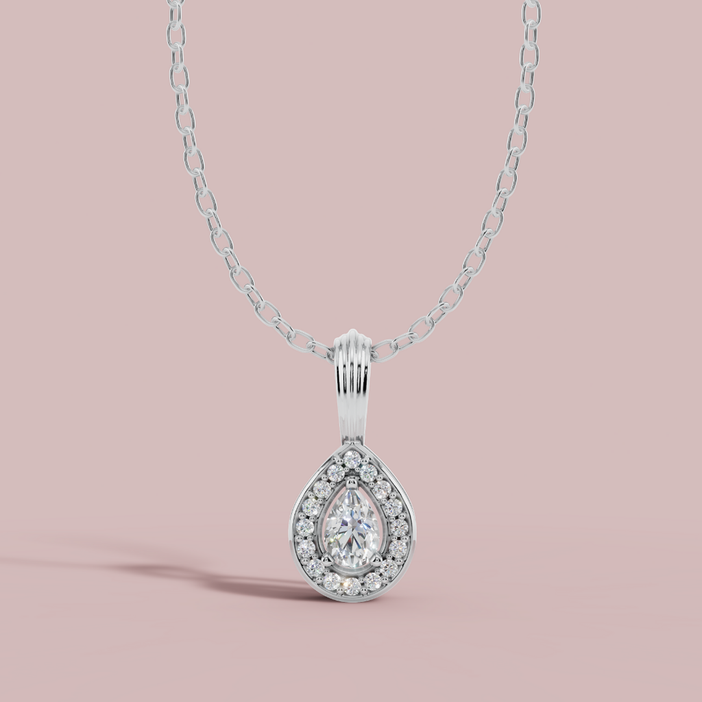 Halo Classic Pear Drop Necklace