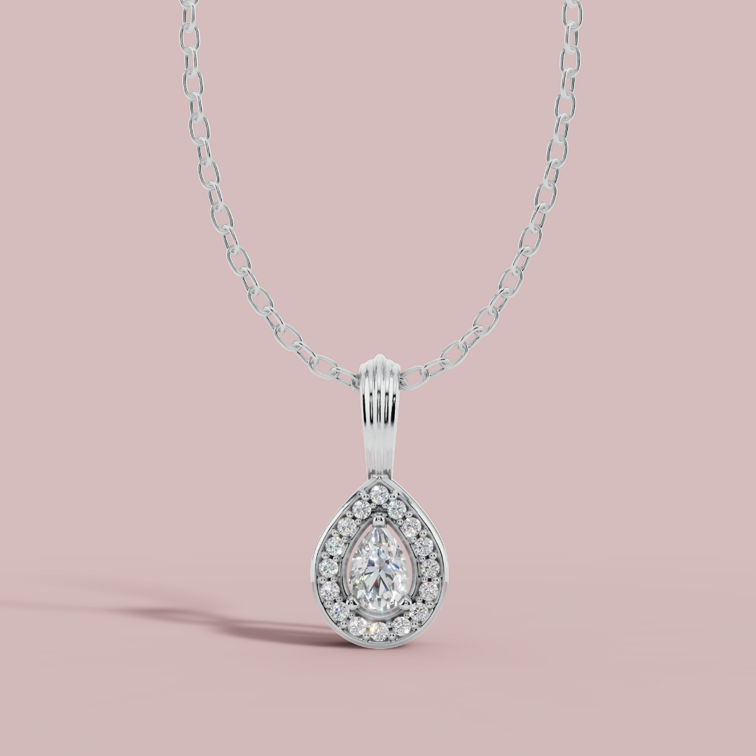 Halo Classic Pear Drop Necklace