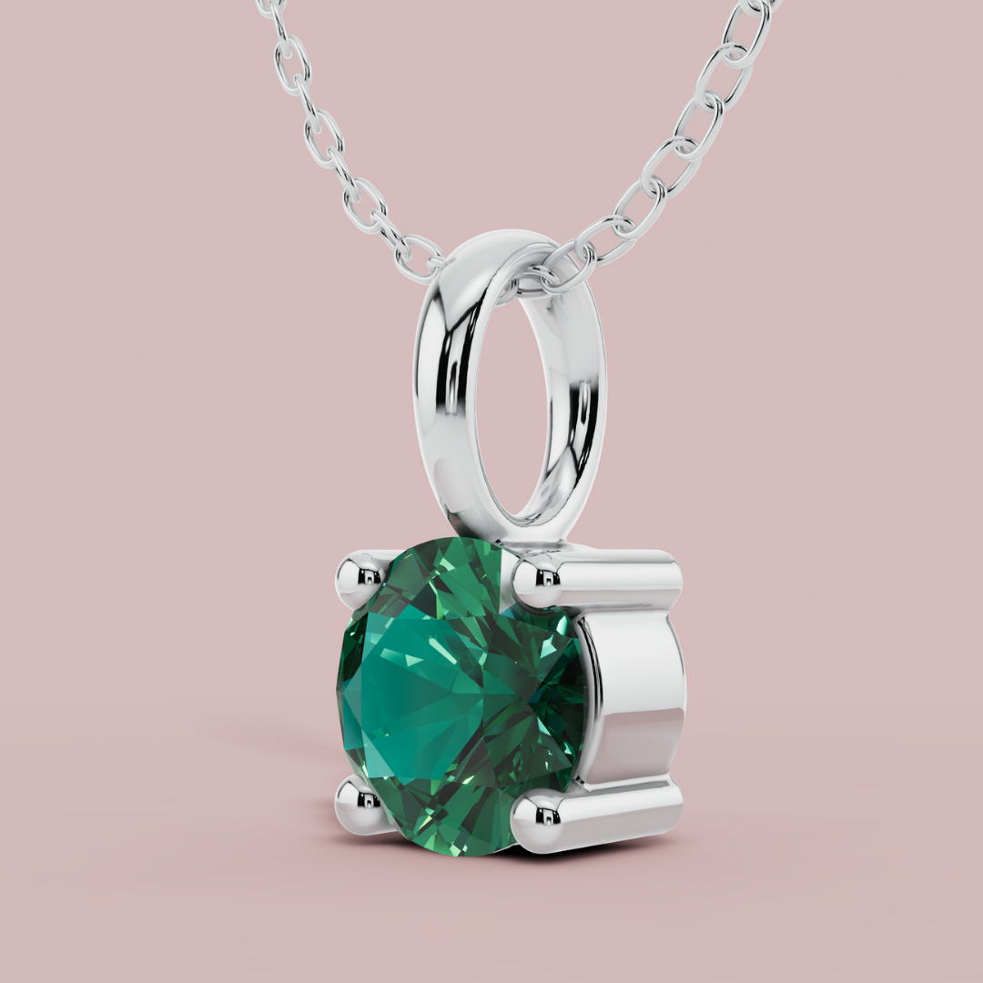 Green Signature Round Solitaire Necklace