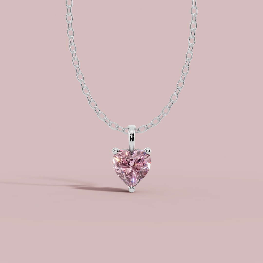 Signature Pink Heart Solitaire Necklace