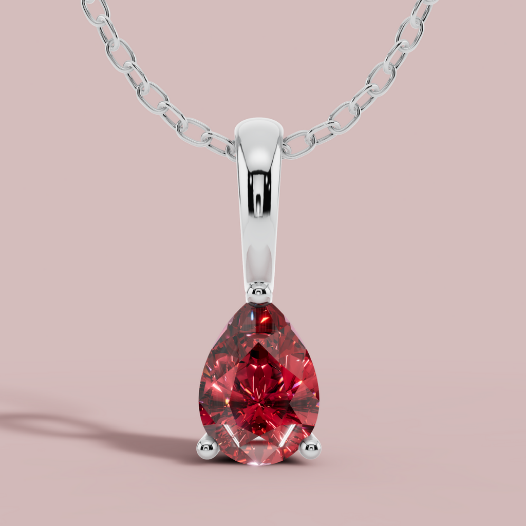 Red Teardrop Solitaire Necklace