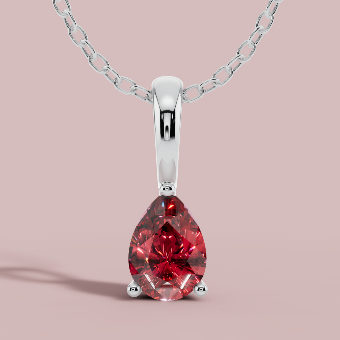 Red Teardrop Solitaire Necklace