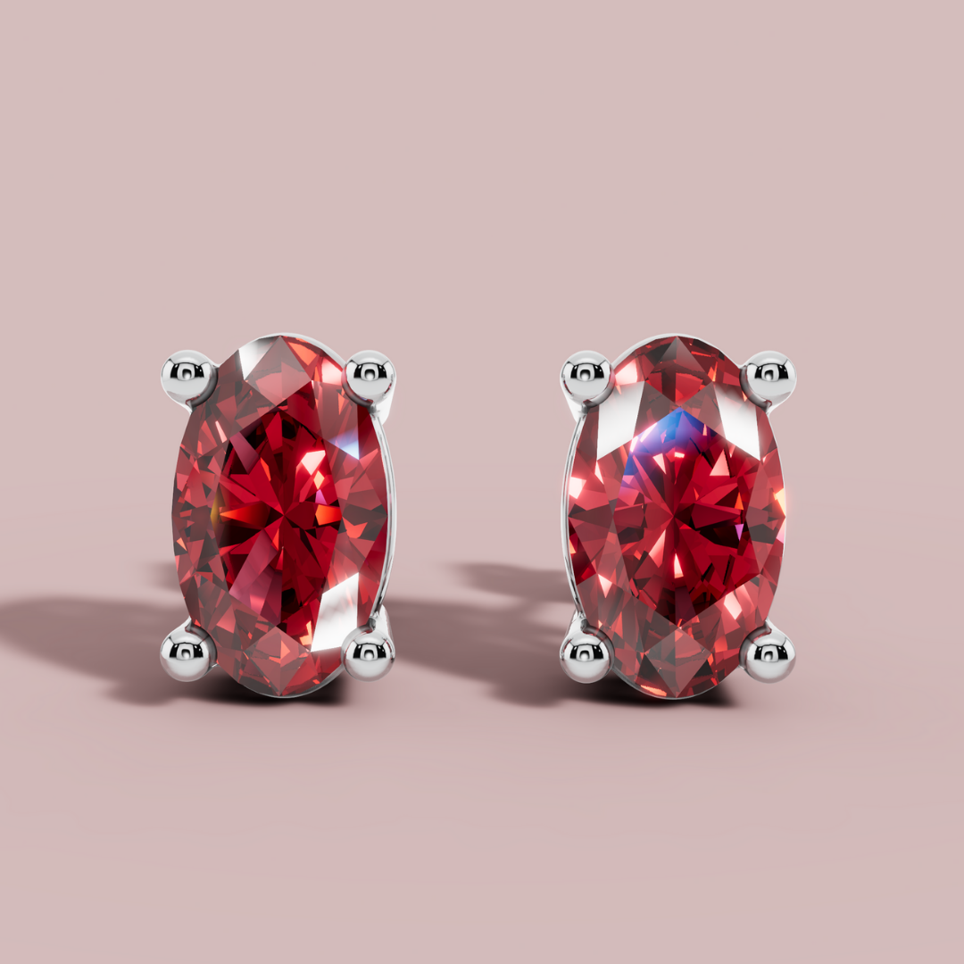 Elante Oval Fire Stud Earrings