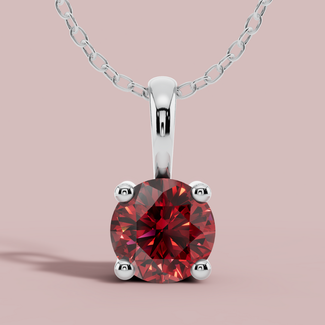 Red Signature Round Solitaire Necklace