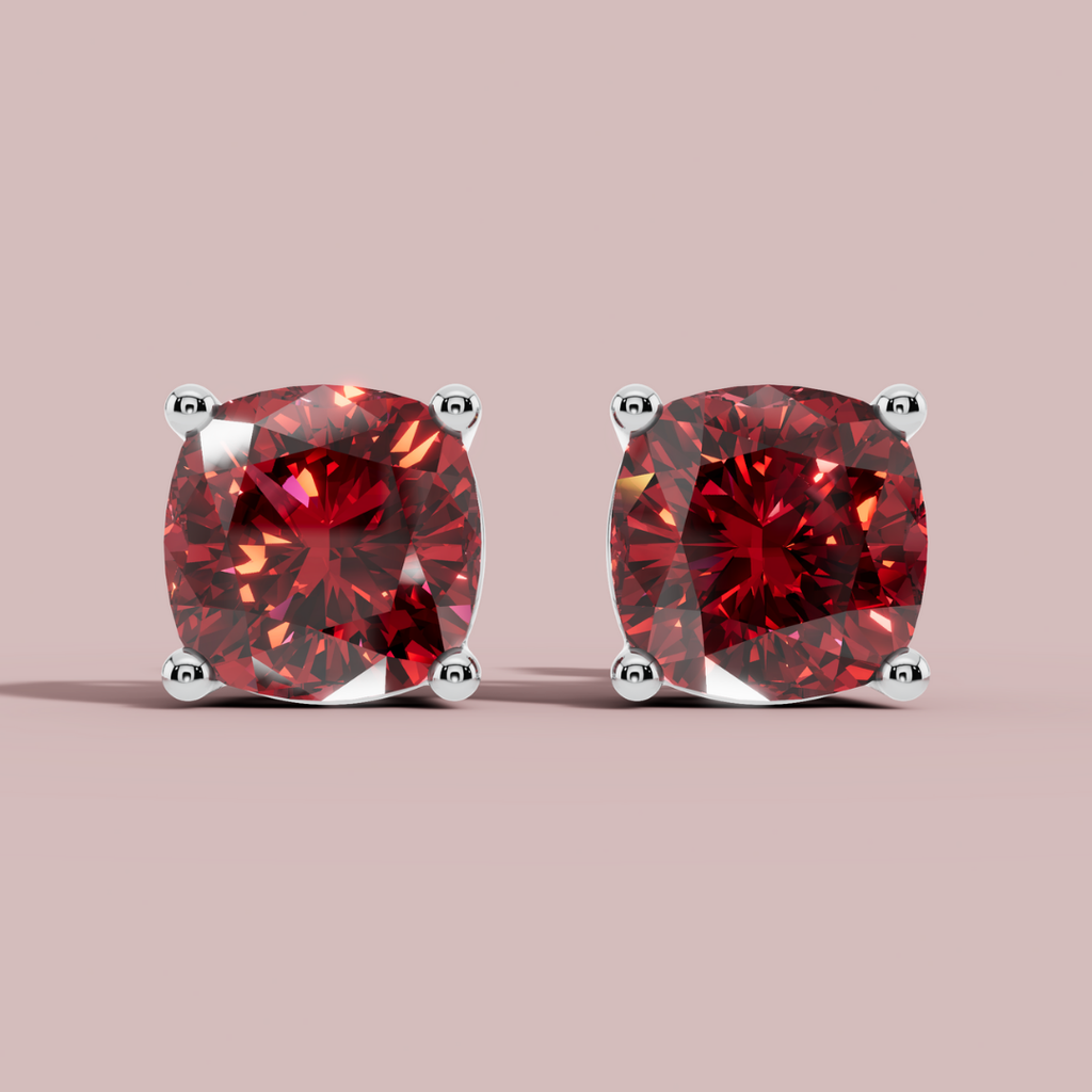 Amethian Cushion Fire Stud Earrings