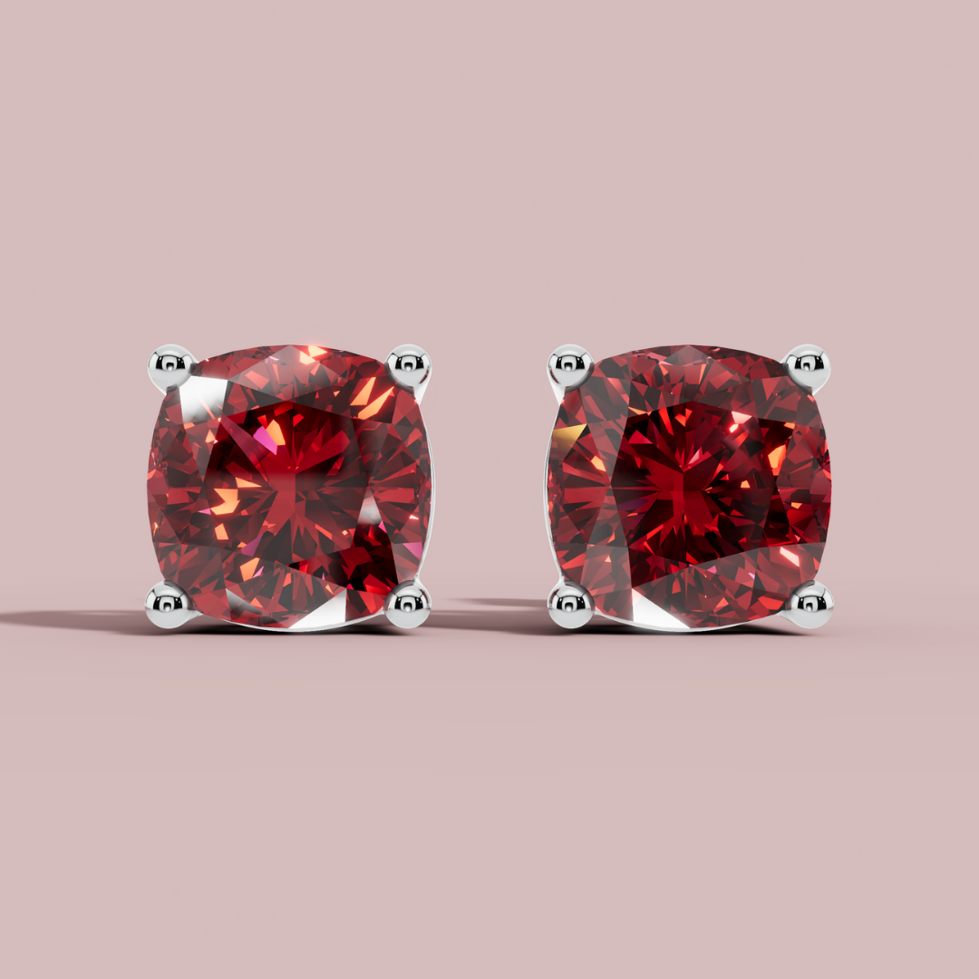 Amethian Cushion Fire Stud Earrings