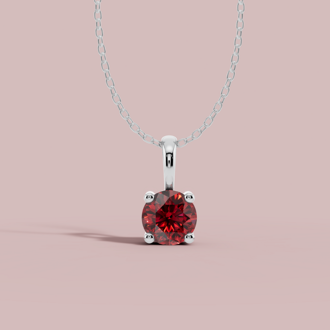 Red Signature Round Solitaire Necklace