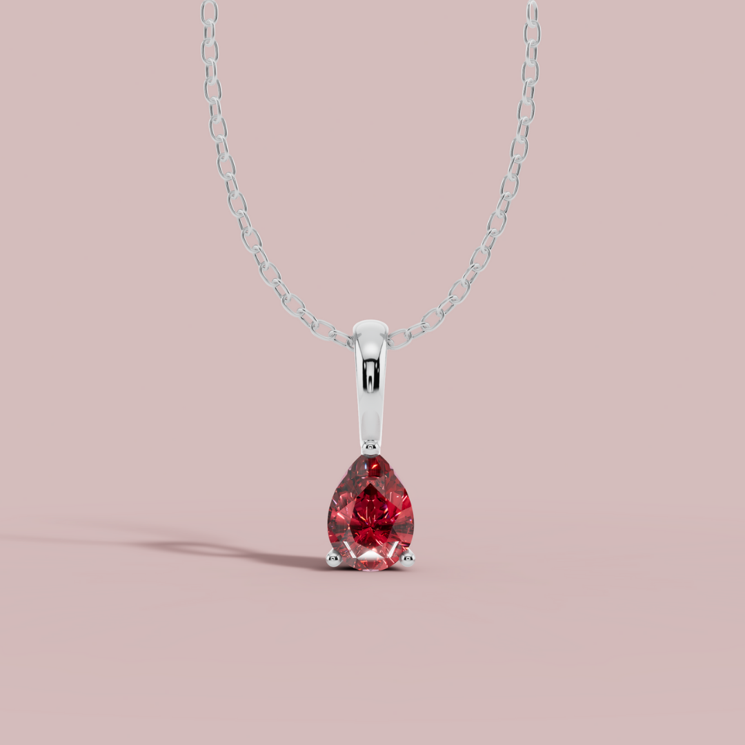 Red Teardrop Solitaire Necklace