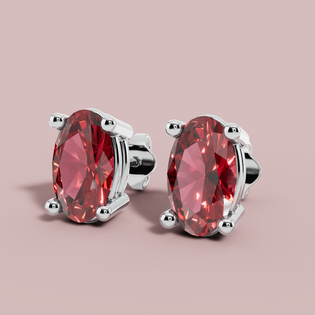 Elante Oval Fire Stud Earrings