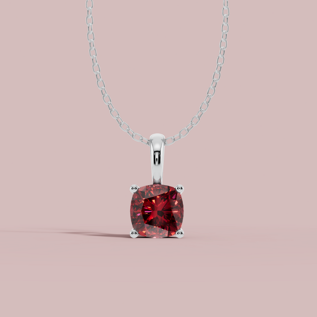Sevana Red Cushion Solitaire Necklace