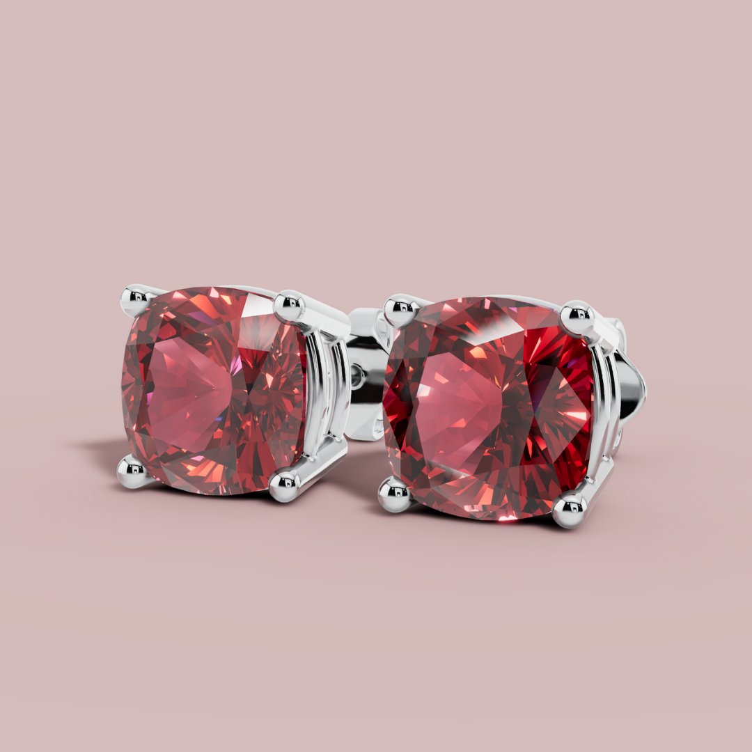 Amethian Cushion Fire Stud Earrings