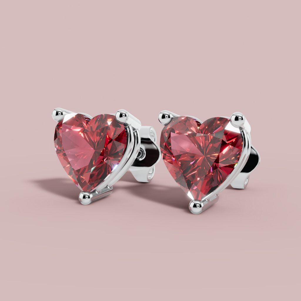 Scarlet Heart Stud Earrings